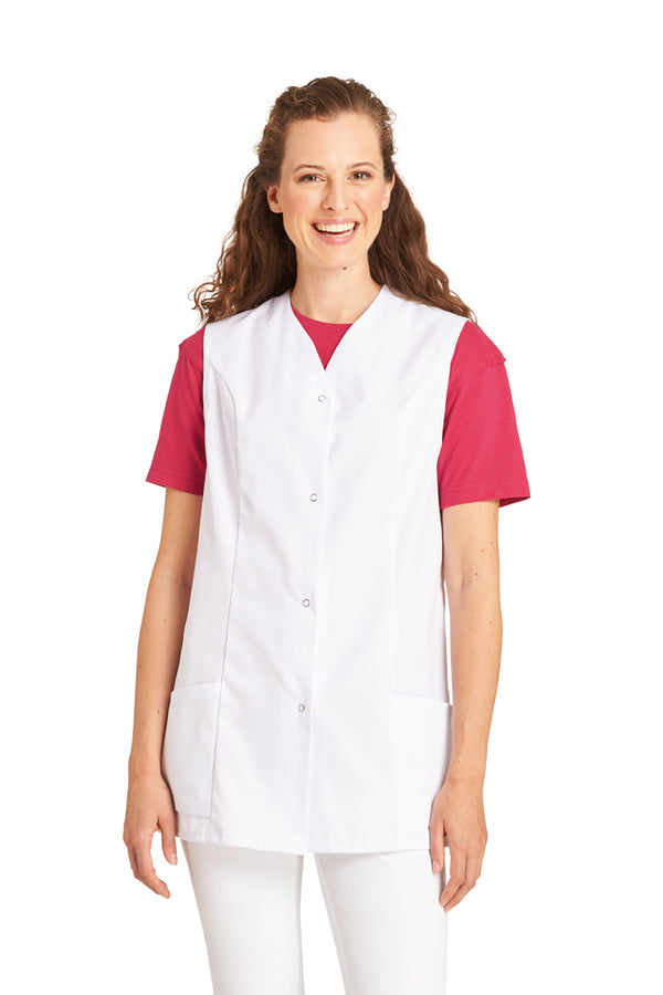 Leiber 04-2442 Damen Kasack, weiss, ohne Arm Kleidung für Pflege und Hygiene-Bereiche