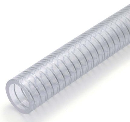 PVC Saug- und Druckschlauch 19 x 3,5mm transparent 3/4 Zoll Federdrahtspirale  50 Meter Rolle