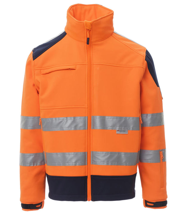 Payper Warnschutz-Softshelljacke SCREEN Hi-Vis Kl. 2 orange / marineblau wasserfest